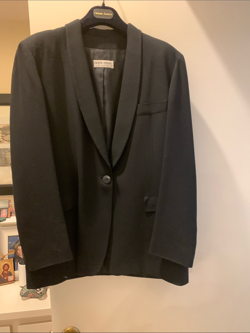 Giorgio Armani Black Shawl Collar Single-Button Blazer